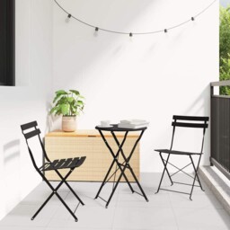 3 Piece Folding Bistro Set Steel Garden Patio Table & Chairs Outdoor