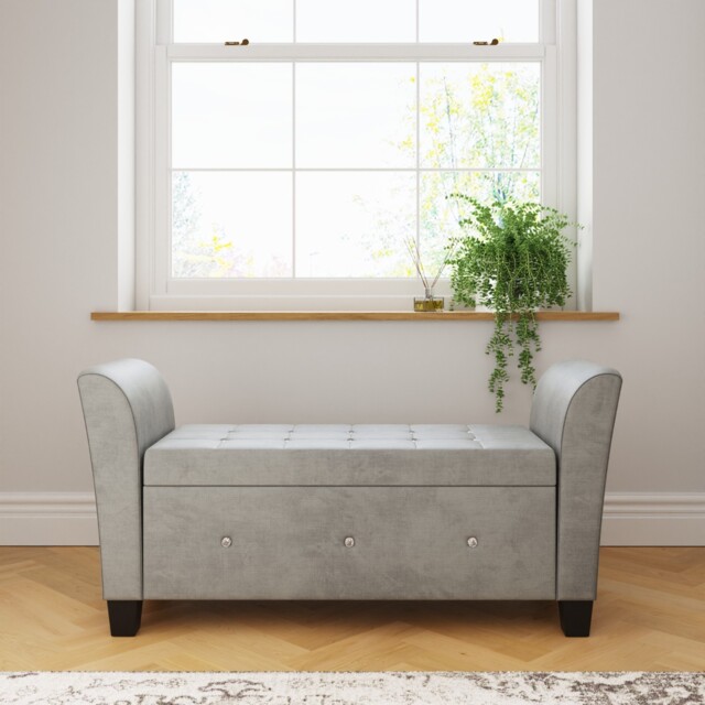 Verona Diamante Window Seat Storage Blanket Box Hallway Living Bedroom