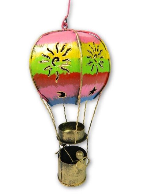 Metal Hot Air Balloon Garden Ornament Tea Light Candle Holder - 6