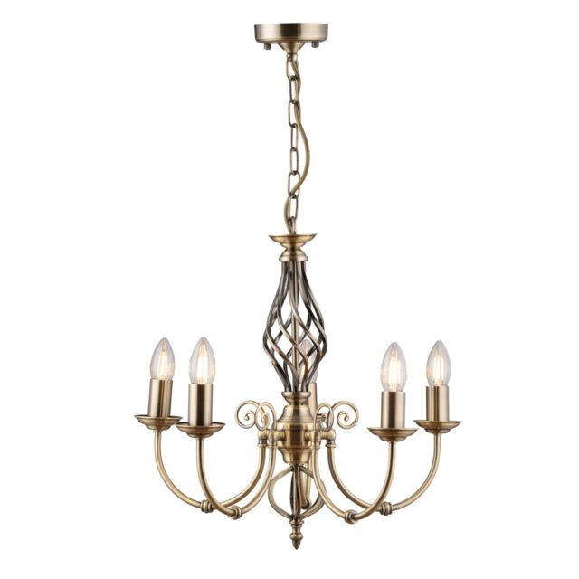 Ceiling Light Kingswood 5-light Traditional Barley Twist Antique Brass