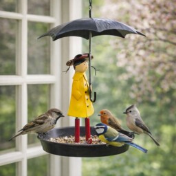 Iron Girl With Umbrella Bird Feeder Garden Decor For Small Bird Nuts