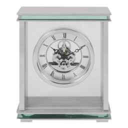 Widdop Silver Mantel Clock With Glass And Skeleton Dial W2842