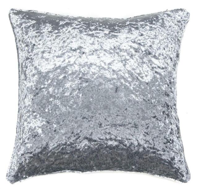Grey / Silver Plain Crushed Velvet 18 Inch Super Soft Cushion Cover