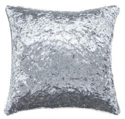 Grey / Silver Plain Crushed Velvet 18 Inch Super Soft Cushion Cover