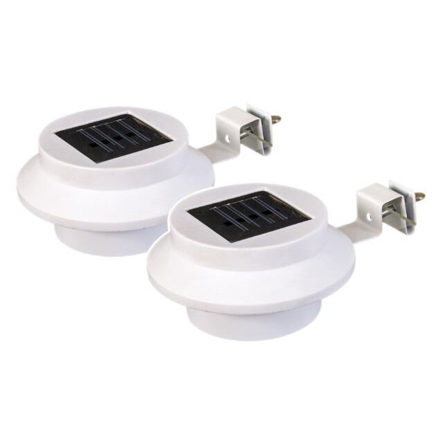 Gardenkraft Pack Of 2 Solar Led Fence & Gutter Lights / Bright White