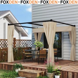 3 X 3m Retractable Pergola Gazebo With Curtains Garden Shelter Canopy