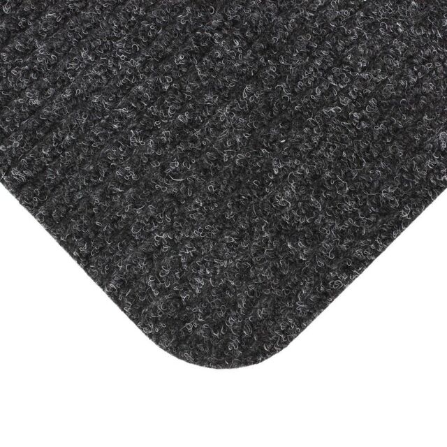 Jvl Delta Ribbed Lightweight Indoor Entrance Door Mat, Charcoal, Grey,