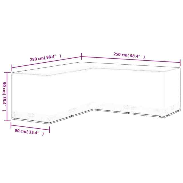 Waterproof L-shape Garden Furniture Cover Heavy Duty Rattan Corner