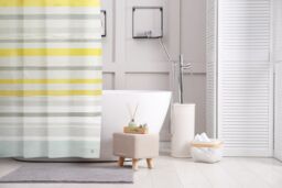 Ocean Stripe Shower Curtain, 180x180cm, Mould & Mildew Resistant,
