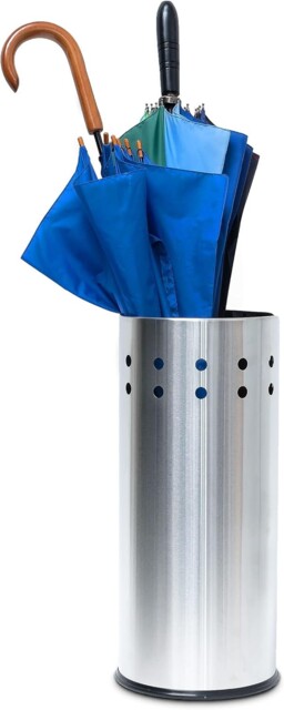 Stainless Steel Round Umbrella Stand With Drip Tray – Modern