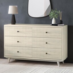 Chest Of Drawers Mango Wood With 6 Drawers Black Handles Rustic Scandi