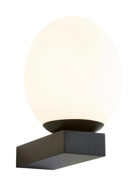 Bathroom Light Black Agios Led Wall Textured Opal Glass Ip44 Spa