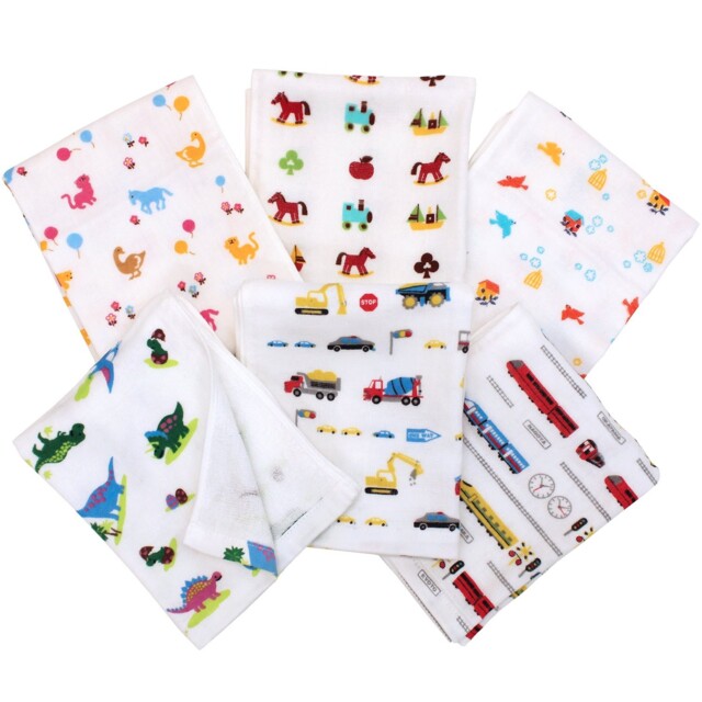 Senshu Face Towel Gauze & Pile 6-piece Set Boys Patterns Japan