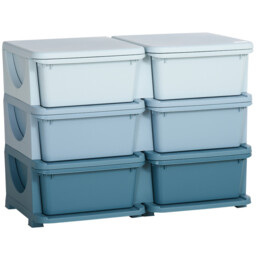 Kids Storage Unit Toy Box Vertical Dresser With Six Drawers Blue