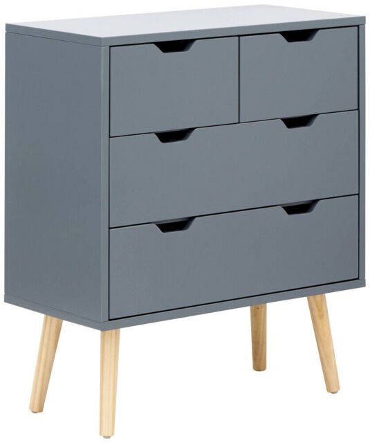 Nyborg Scandinavian Style Bedroom Furniture 2+2 Drawer Chest Dark Grey