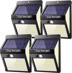 Solar Lights Outdoor 4 Pack, 140 Led Motion Sensor Security Light,