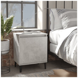 Bedside Cabinet Concrete Grey Engineered Wood 40x30x50 Cm Metal Legs