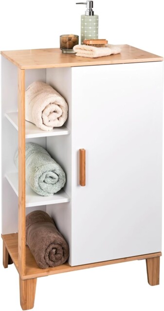 Showerdrape Varallo Freestanding Bathroom Cabinet With Bamboo Top,