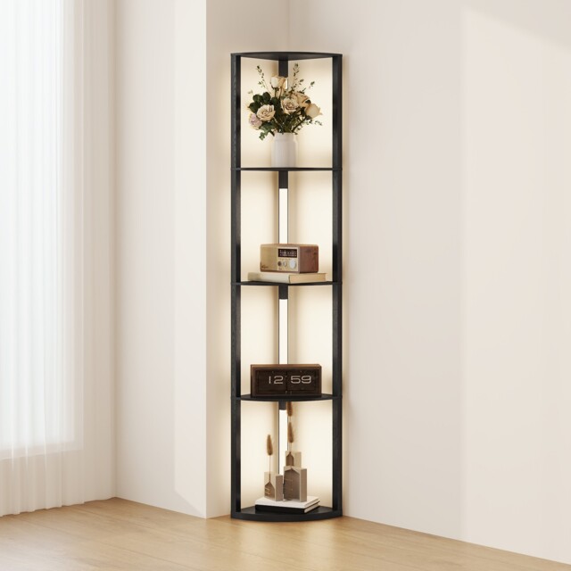 Homcom Corner Floor Lamp With Dimmable Warm White Led Light, Black