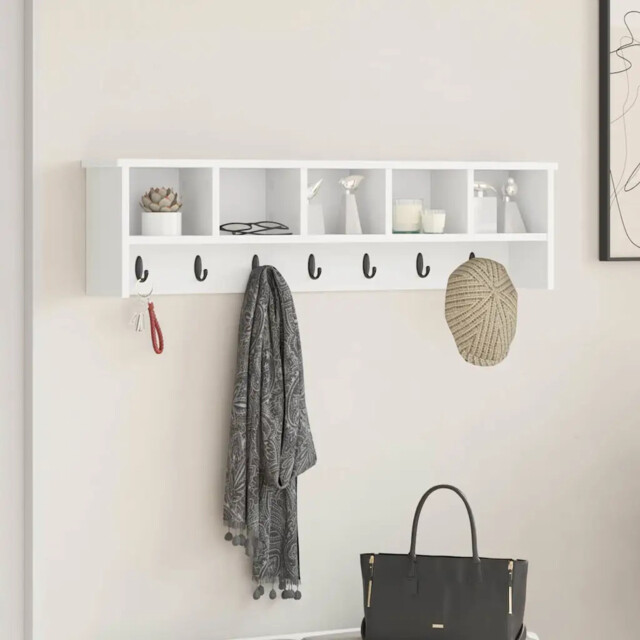 Wall-mounted Coat Rack White 100 X 16 X 26 Cm Engineered Wood Vidaxl