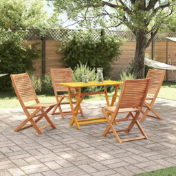 Garden Dining Set With Cushion 5 Pcs Brown Solid Acacia Wood Vidaxl