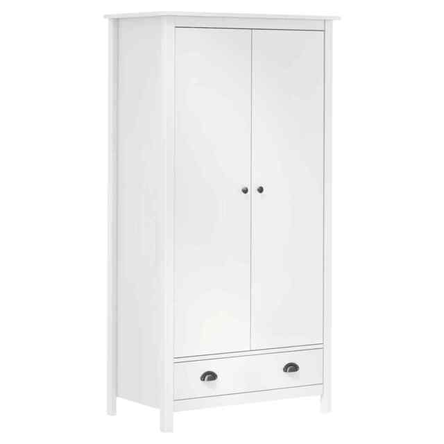 2-door Wardrobe Hill White 89x50x170 Cm Solid Pine Wood Vidaxl