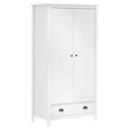 2-door Wardrobe Hill White 89x50x170 Cm Solid Pine Wood Vidaxl