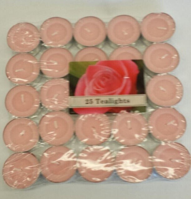 Rose Fragranced Scented Tealights Tea Light Candles Pack Of 25