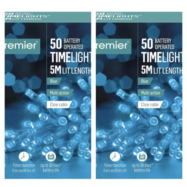 Blue 2 Box Premier 50 Battery Operated Timer Lights Indoor Outdoor