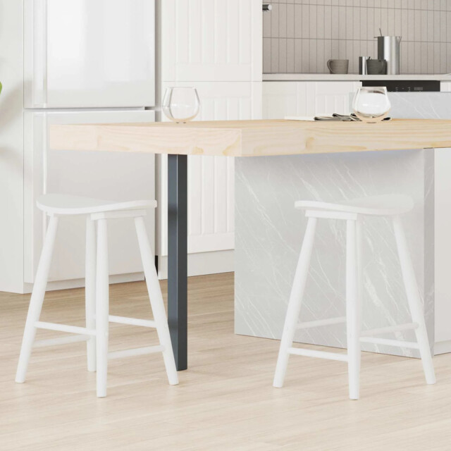 Dining Chairs 2 Pcs White 46 X 37 X 63 Cm Solid Rubber Wood Vidaxl