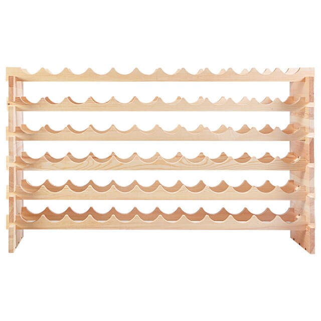 72 Bottles Storage Wine Rack Freestanding Pine Wood Display Shelf Wine