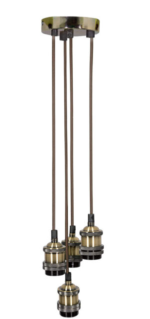 Lyyt Quad E27 Pendant Cord Set Antique Brass