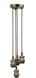 Lyyt Quad E27 Pendant Cord Set Antique Brass