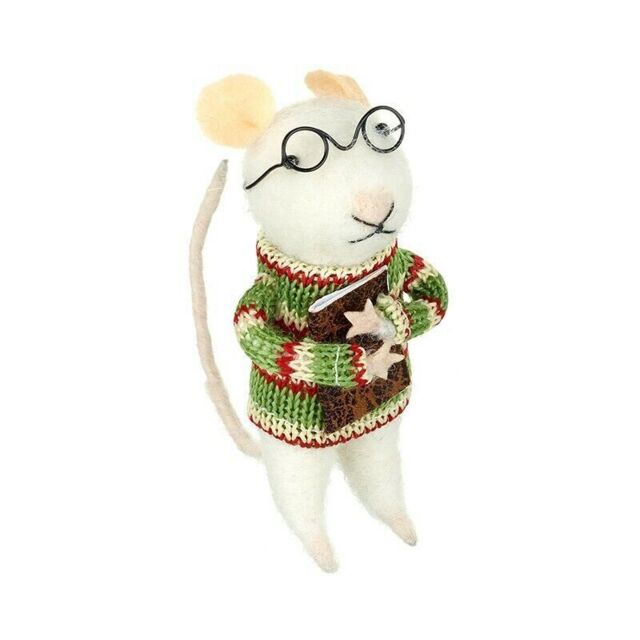 Heaven Sends Wool Mouse In Jumper And Glasses Novelty Christmas