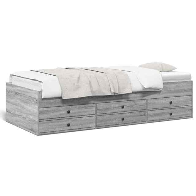Daybed With Drawers Grey Sonoma 75x190 Cm Engineered Wood Vidaxl