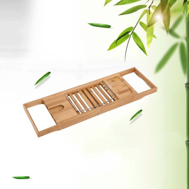 Wooden Extendable Bamboo Bath Caddy 105x22x4cm - Brown/white 100%