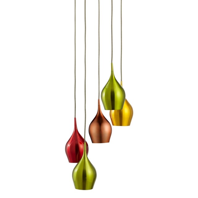 5 Lights Artisan Style Ceiling Fitting Pendant Light Multi-drop