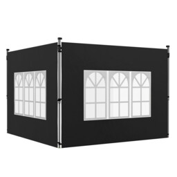 Gazebo Side Panel Black Oxford Cloth 295x195cm Plastic Window 2-pack