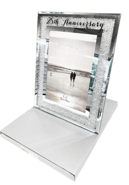 Wedding Anniversary Silver 25th Photo Frame Diamante 5 X 7 Inches,
