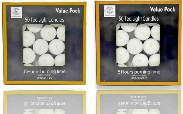 100 Tea Night Lights Candles 8 Hour Long Burn Unscented Tealights