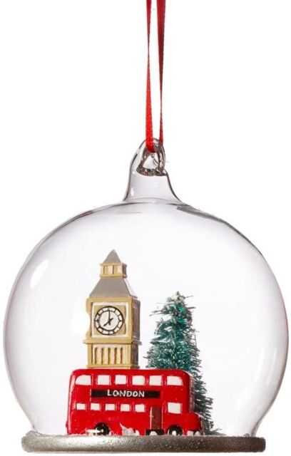 Sass & Belle London Scene Dome Christmas Tree Decoration With Red