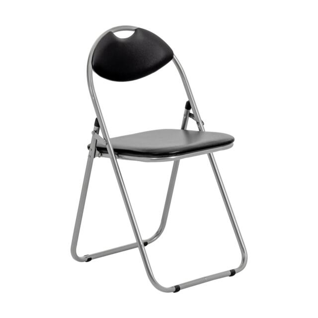 Padded Folding Chair - Black/silver