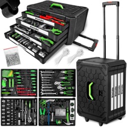 899 Pc Tool Box With Tools Kit Storage Mobile Trolley On Wheels With 4