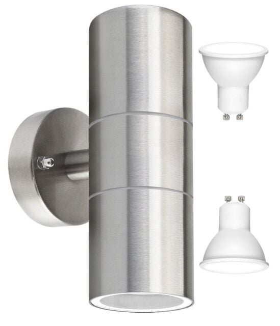 Led Modern Stainless Steel Up Down Outdoor Double Wall Light Cool