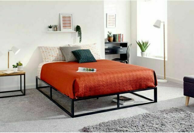 Black Metal Loft Bed Urban Platform Bed - 4ft Small Double- Local