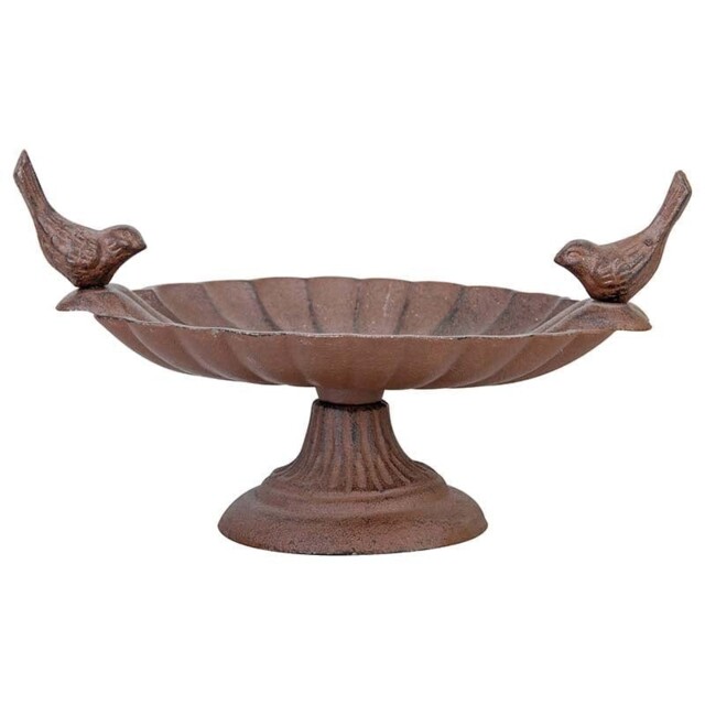 Fallen Fruits Bird Bath With Two Birds Decoration 19cm