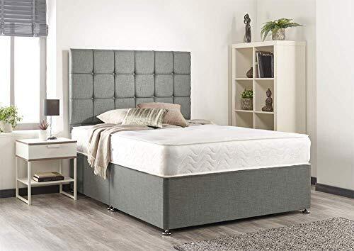 Silver Linen Memory Foam Divan Bed With Mattress, No Headboard, No