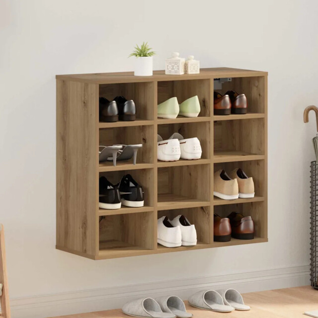 Shoe Cabinet Artisan Oak 77.5 X 30 X 67 Cm Engineered Wood Vidaxl