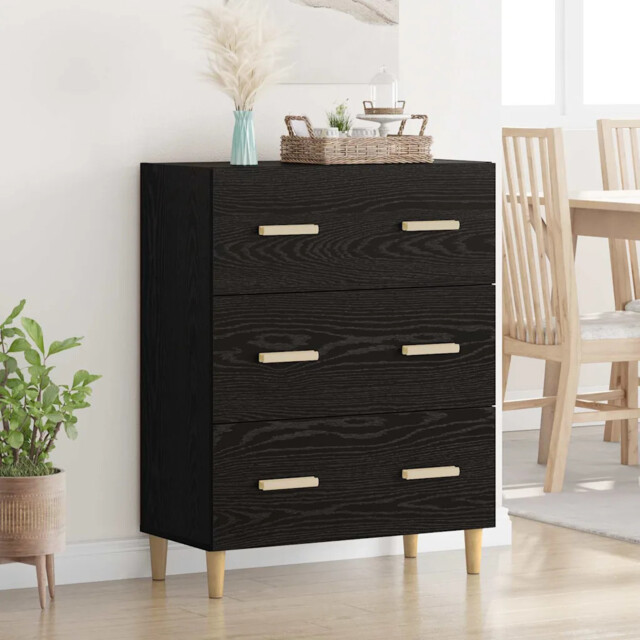Sideboard Black Oak 34 X 69.5 X 90 Cm Engineered Wood Vidaxl