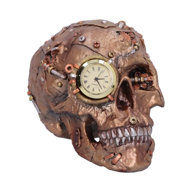 Bronzed Scrapped Skull Steampunk Scrap Skeleton Figurine